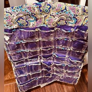 Purple Paisley Jewelry Organizer with Clear Pockets